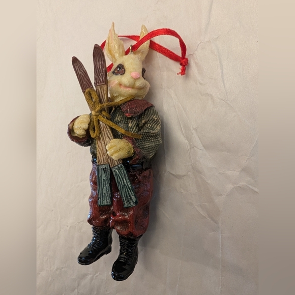 Vintage Rabbit Snow Skiing Christmas Ornament Resin 5" Collectable Gift - Picture 3 of 10